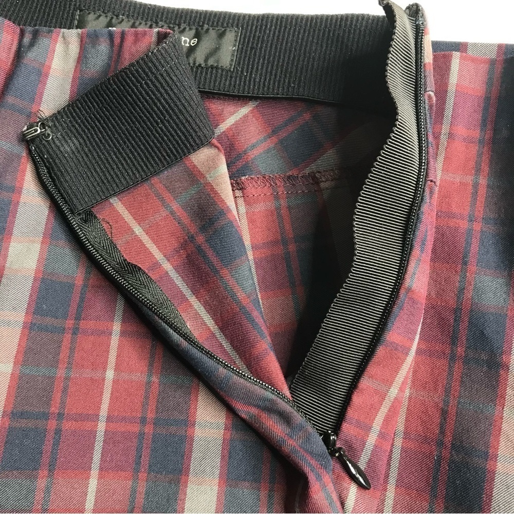 RAG & BONE Simone Burgundy Navy Grey Plaid High Rise Ankle Cropped Pants Size 4 - Picture 9 of 12